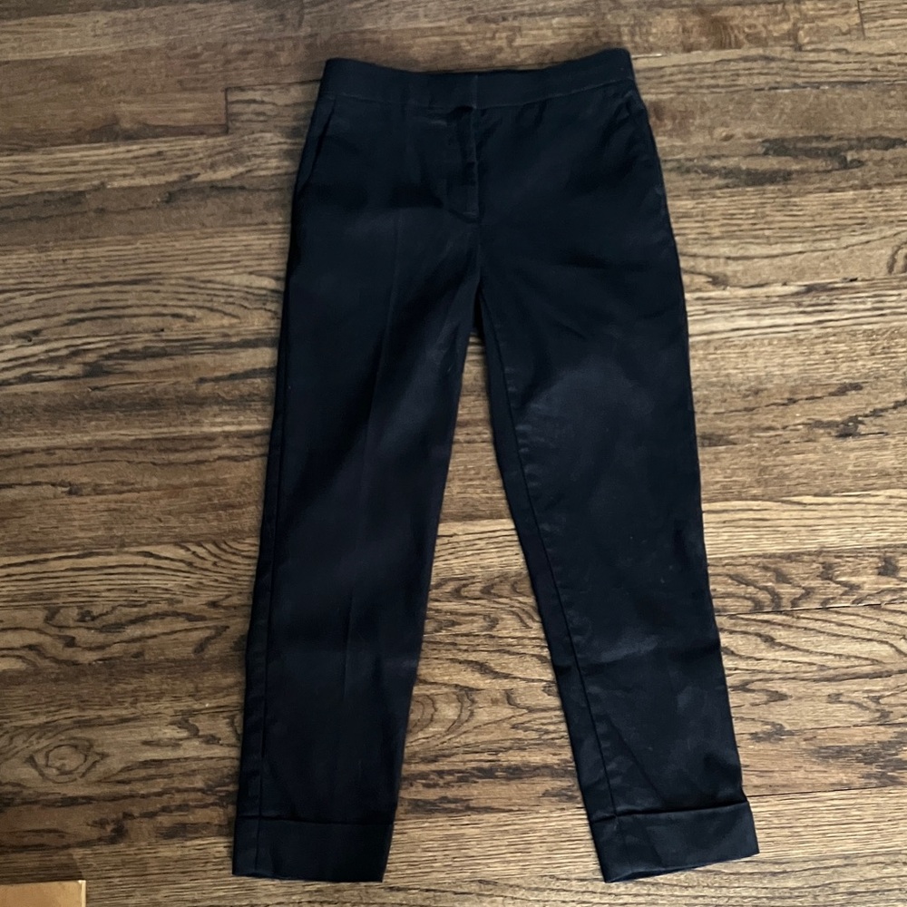 Ann Taylor Slim Ankle Pant, Linen Blend, Black, 0 Petite